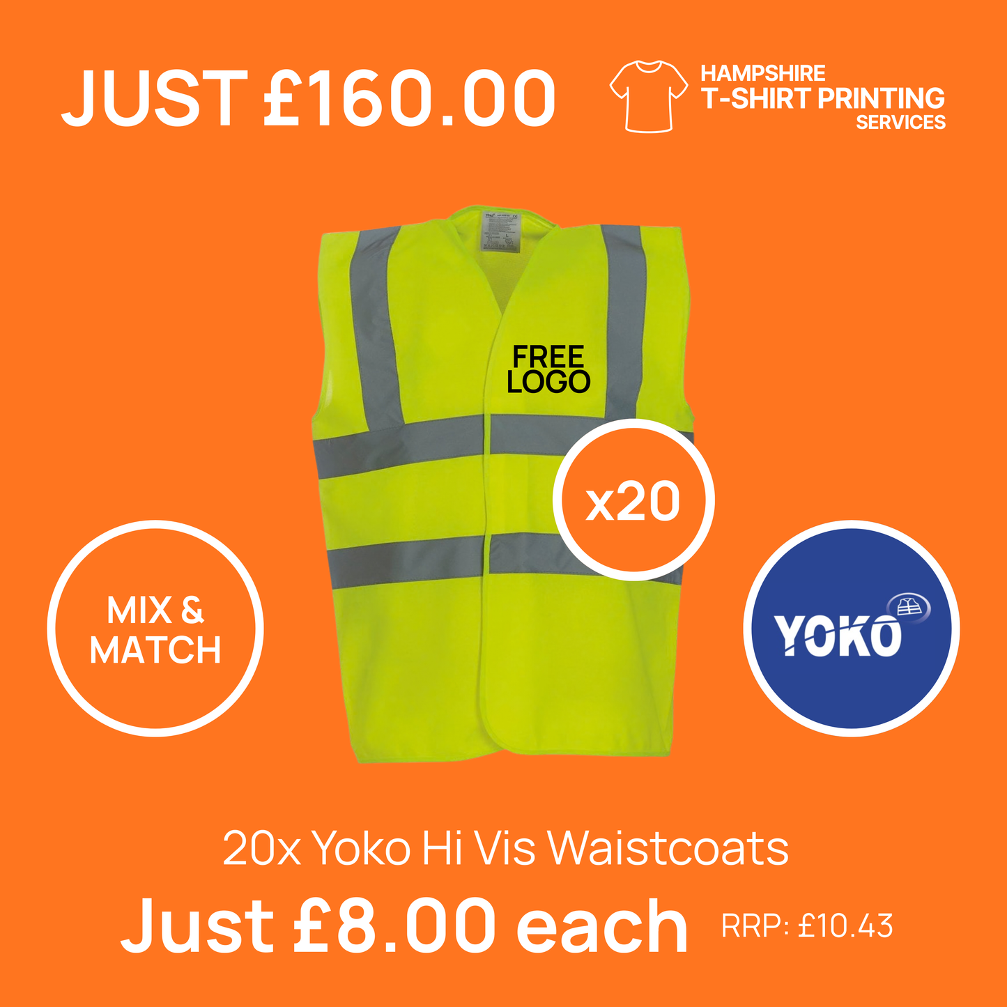 20x Yoko Hi Vis Waistcoat Bundle