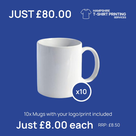 x10 Custom Printed 11oz White Mug Bundle (Printing Included)