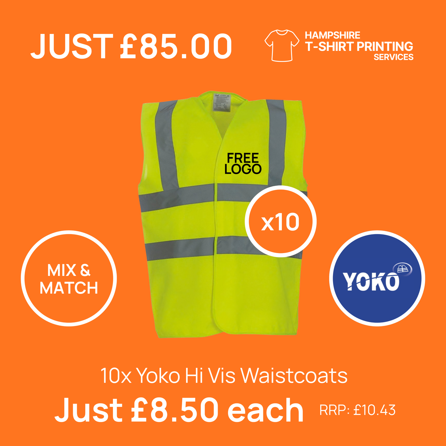 10x Yoko Hi Vis Waistcoat Bundle