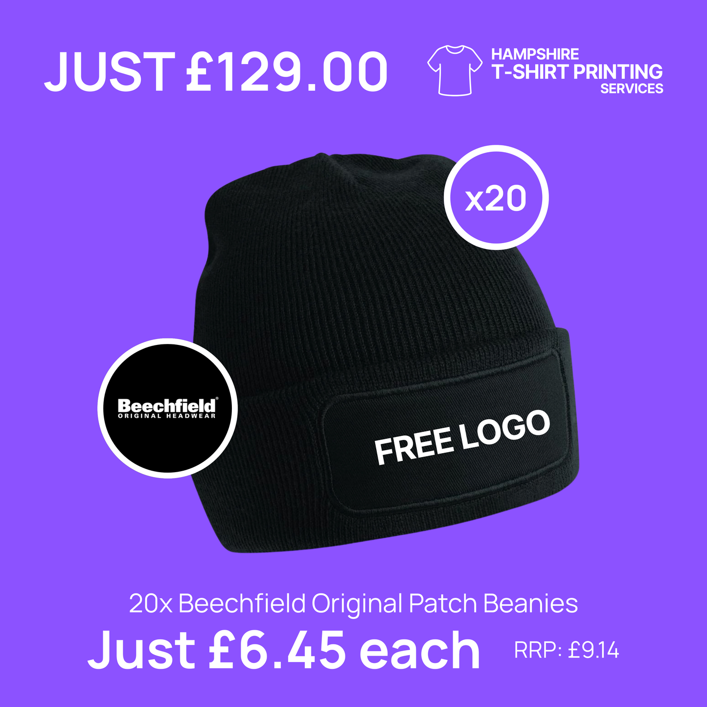 20x Beechfield Original Patch Beanie Bundle