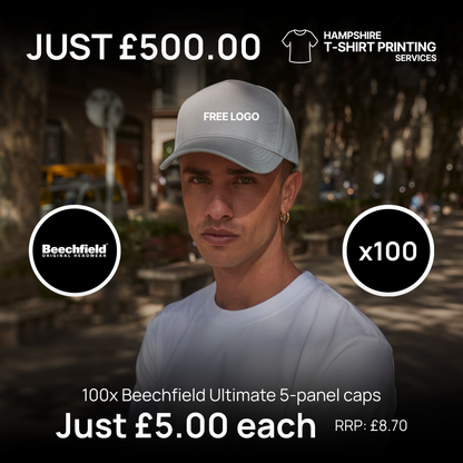 100x Beechfield Ultimate 5-panel cap bundle
