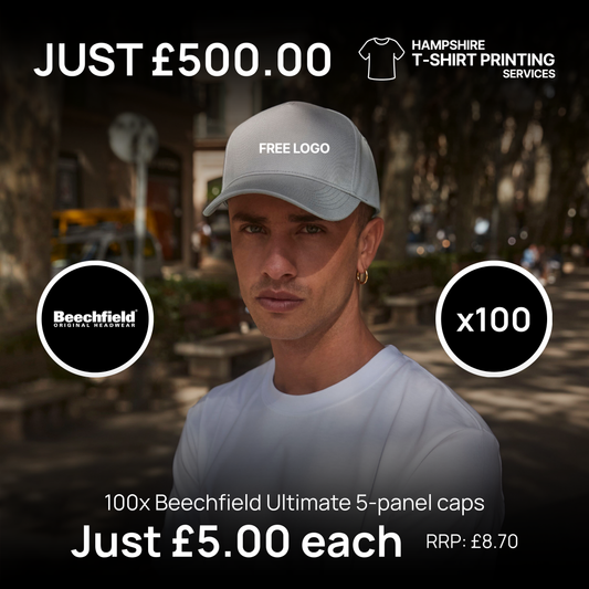100x Beechfield Ultimate 5-panel cap bundle