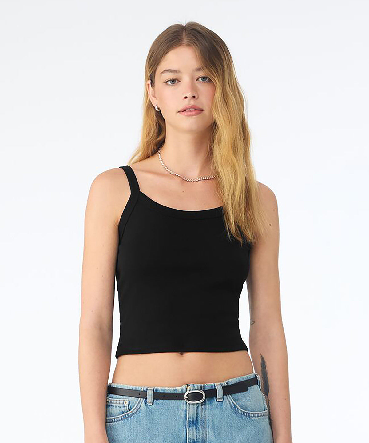 Womens micro rib spaghetti strap tank