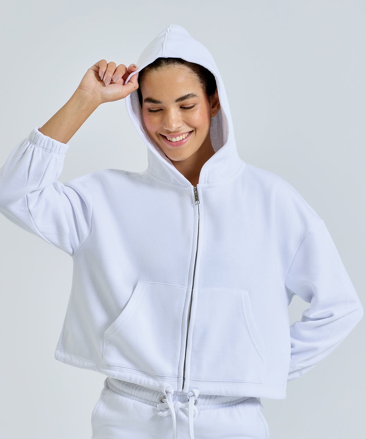Women's TriDri® recycled cropped oversize full-zip hoodie